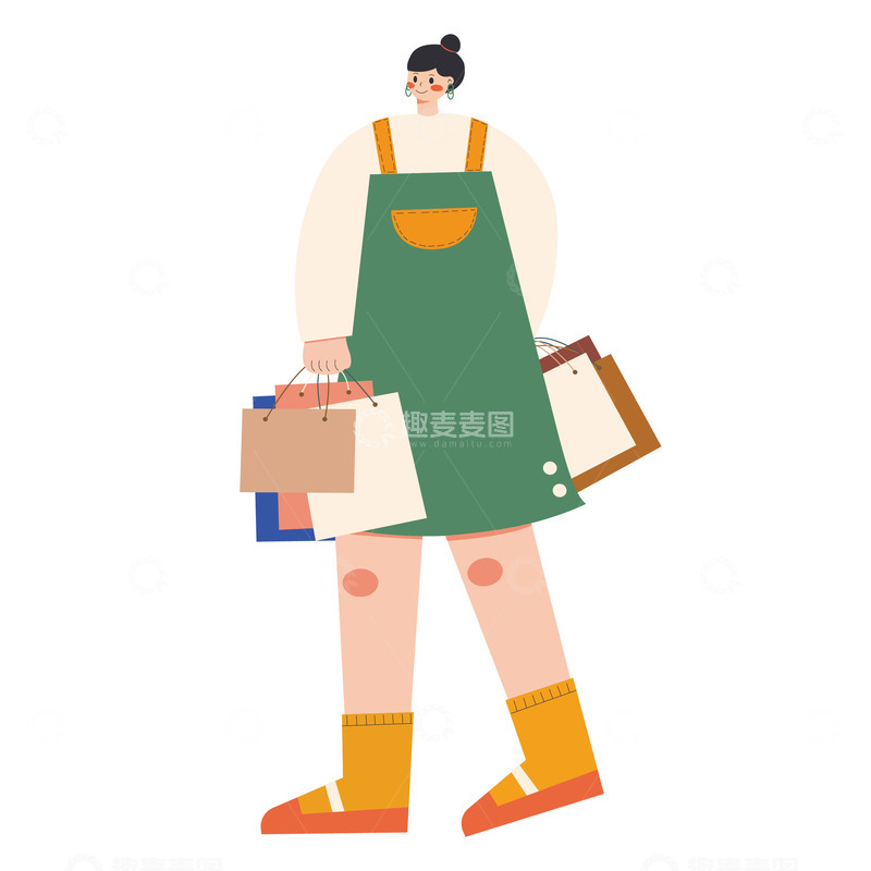 源文件下载【趣麦麦图】购物时尚逛街女孩
