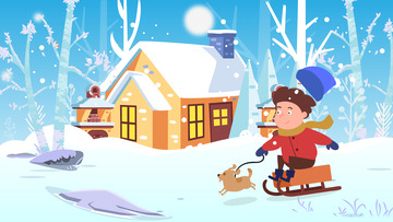 冬季雪景小雪插画