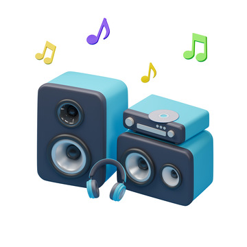蓝色卡通立体音响音箱音乐播放器3D模型