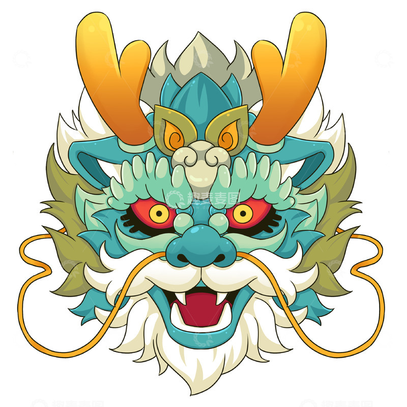 源文件下载【趣麦麦图】龙年大吉手绘龙头