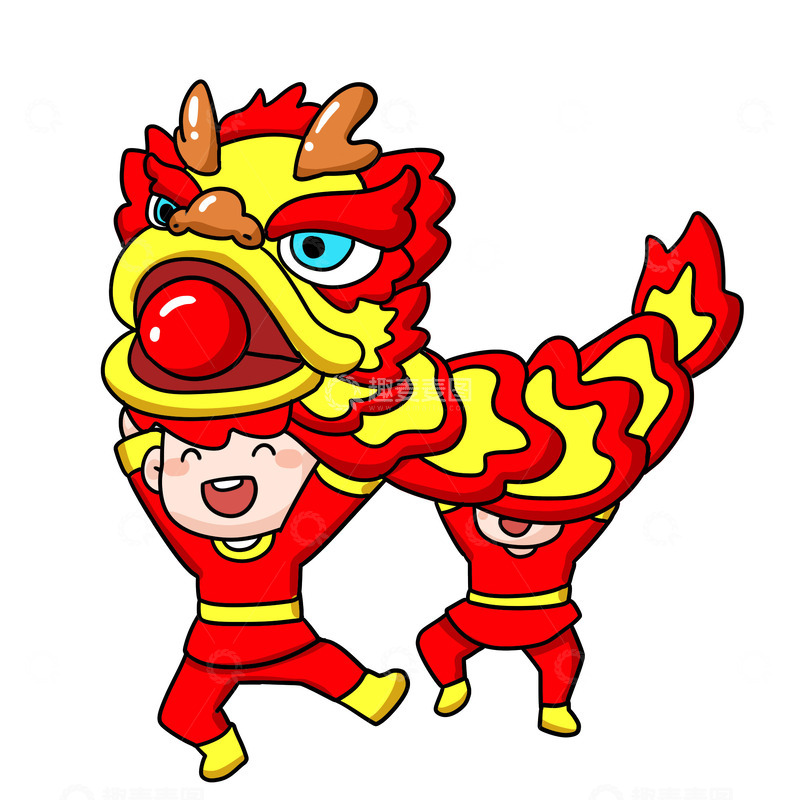 源文件下载【趣麦麦图】龙年舞狮新年快乐