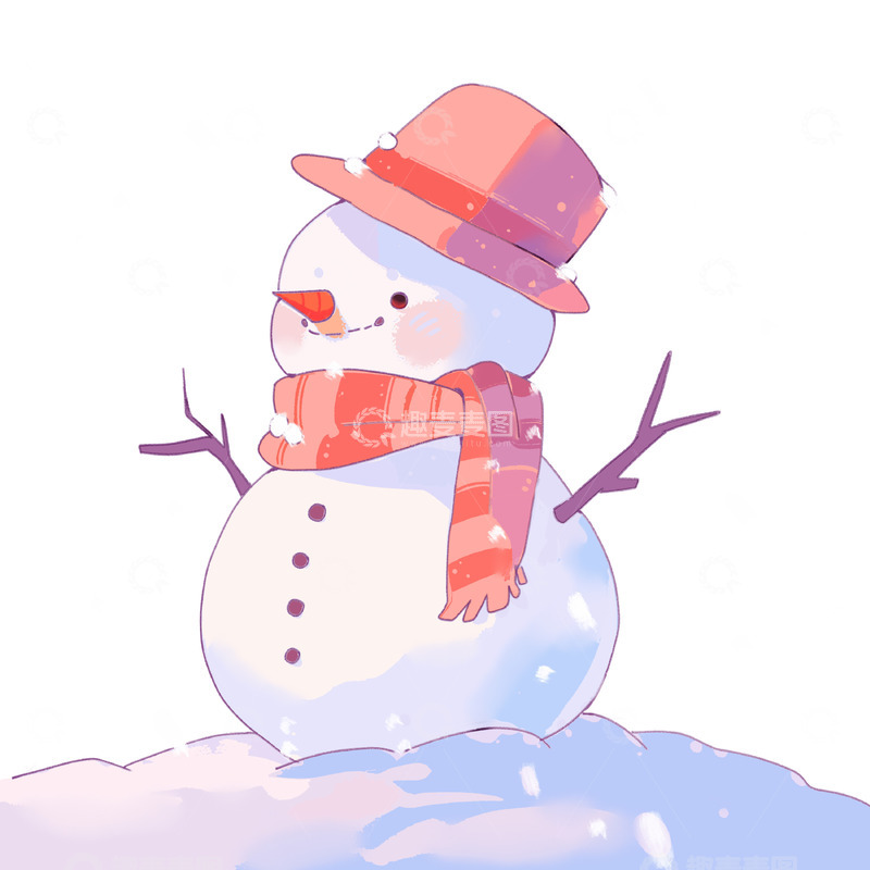 源文件下载【趣麦麦图】可爱雪人插画
