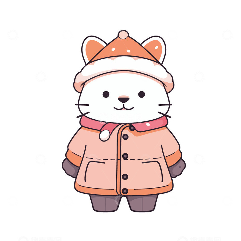 穿着冬装的小猫