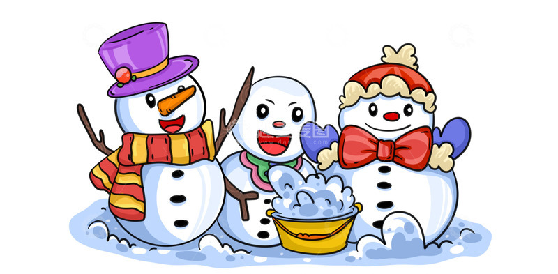 源文件下载【趣麦麦图】可可爱爱雪人