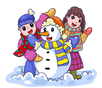 冬日大家一起堆雪人呀