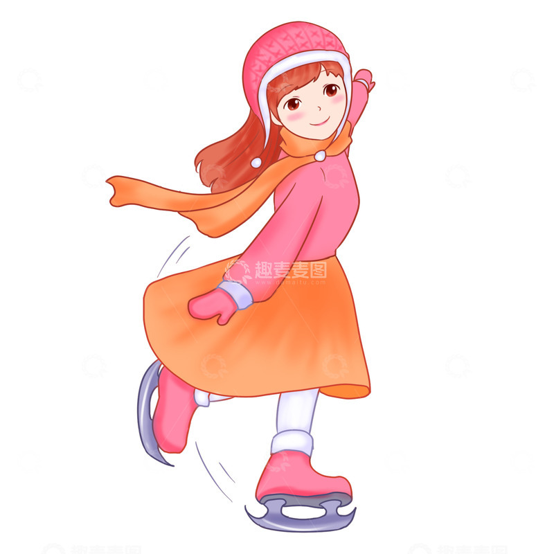 源文件下载【趣麦麦图】冬天元素快乐滑冰人物