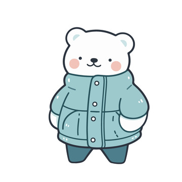 过冬天穿着冬装的小熊