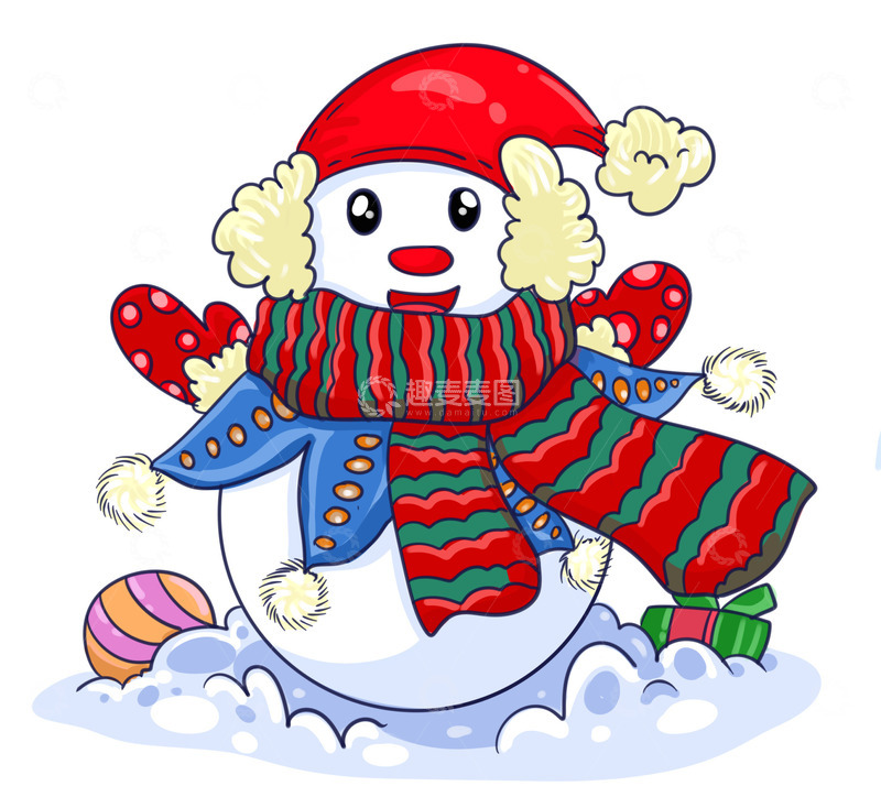 源文件下载【趣麦麦图】冬日漂亮的雪人
