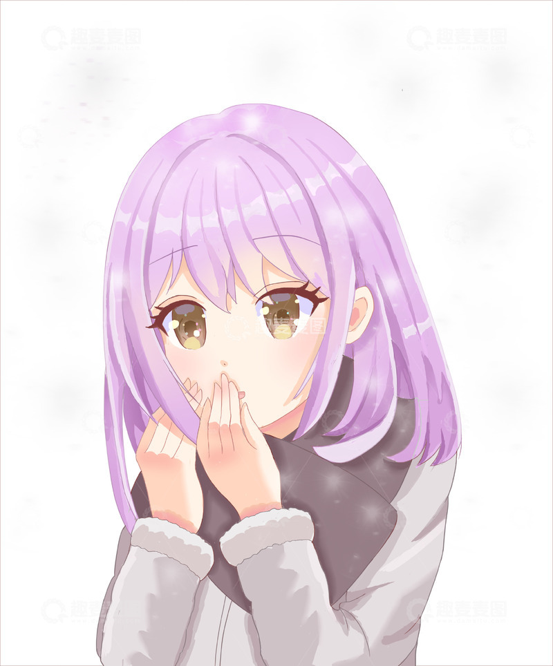 源文件下载【趣麦麦图】冬天下雪暖手