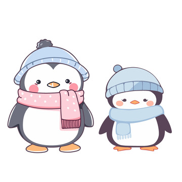 冬装企鹅卡通插画