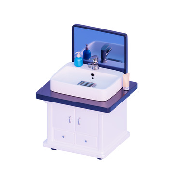 卡通洗手池洗面台家居3D模型