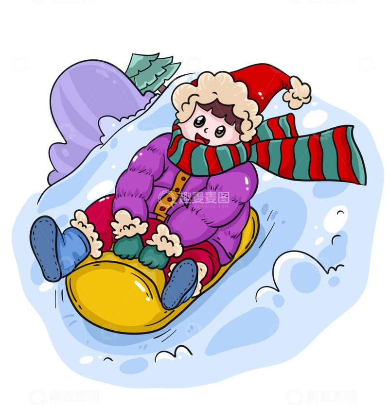 源文件下载【趣麦麦图】冬日一起滑雪吧