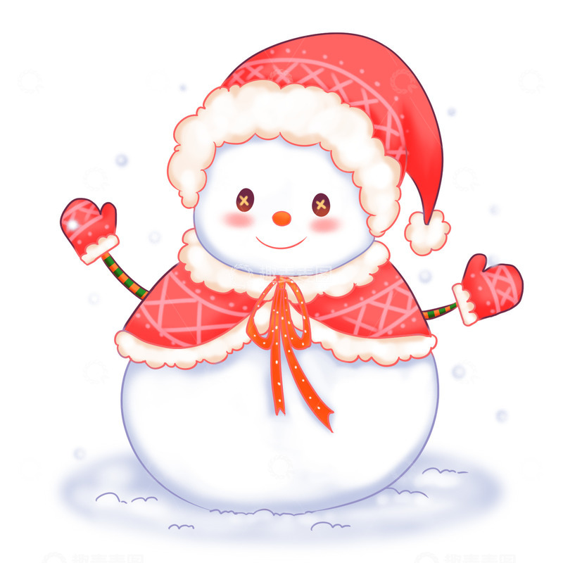 小雪元素下雪堆雪人