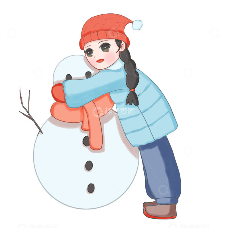 源文件下载【趣麦麦图】冬天元素堆雪人