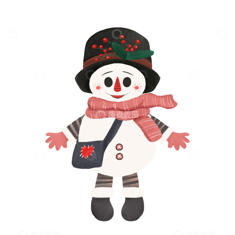 源文件下载【趣麦麦图】小雪 雪人可爱背包小雪人