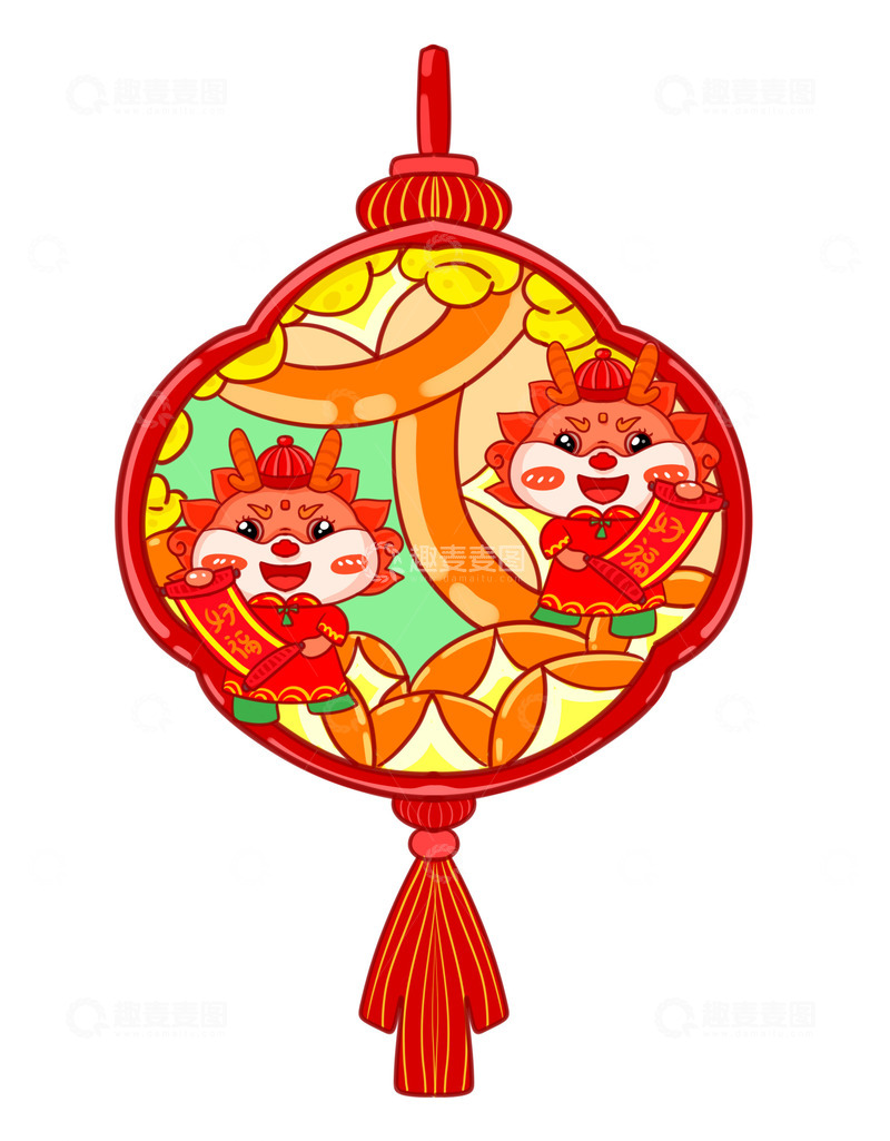 源文件下载【趣麦麦图】喜气洋洋双龙吉祥结