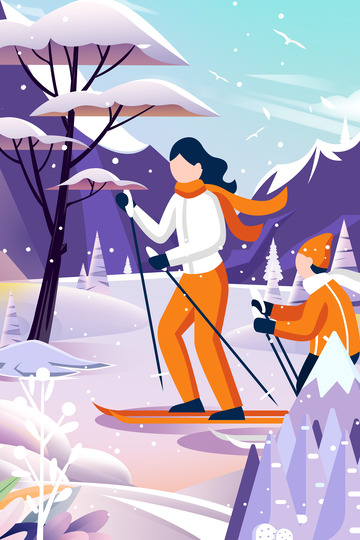 冬天插画小雪节气插画