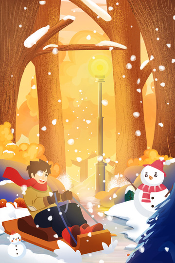 冬天雪景海报背景