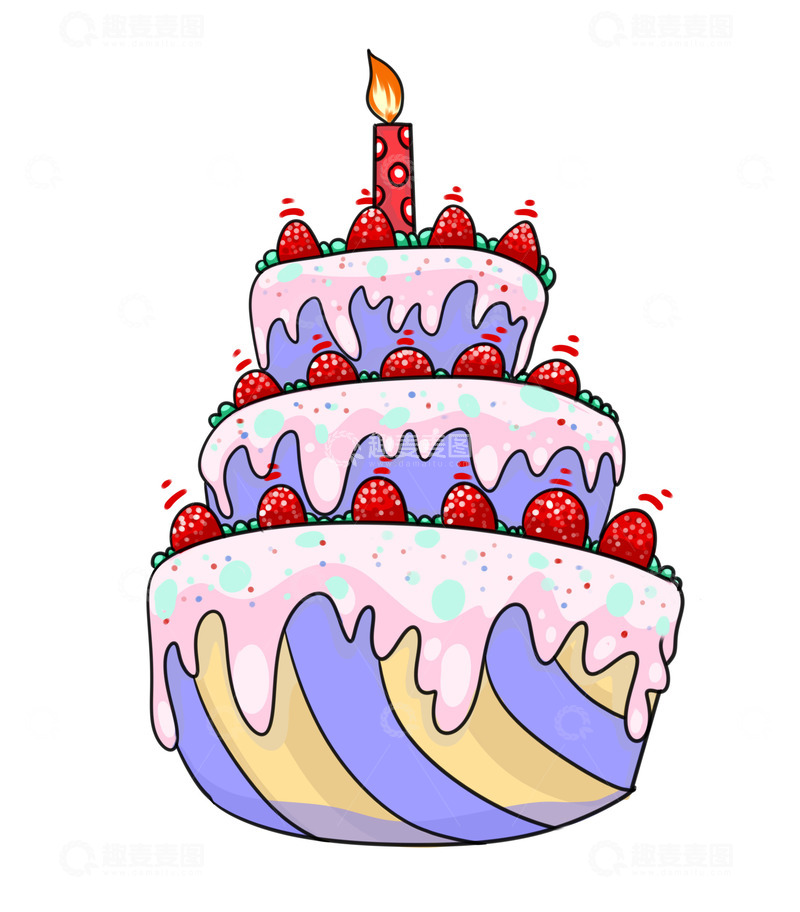 源文件下载【趣麦麦图】冬天里的草莓生日蛋糕