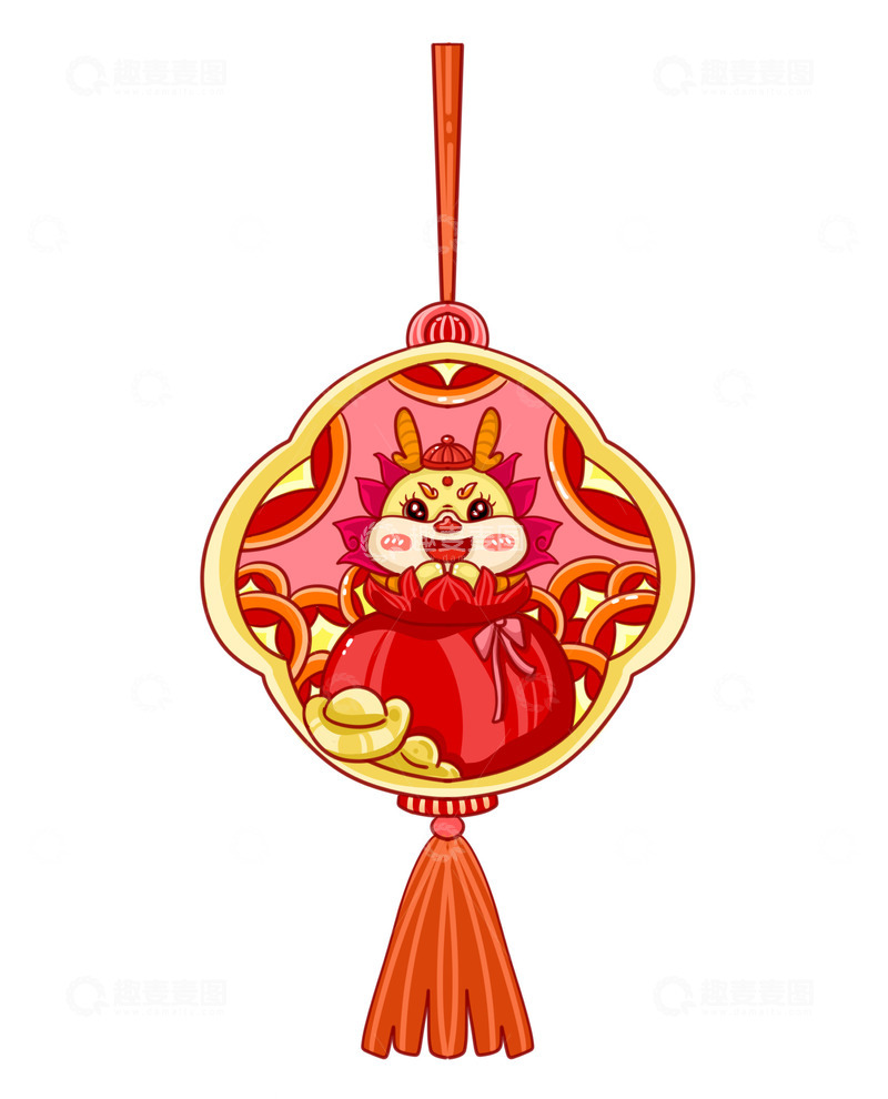 源文件下载【趣麦麦图】喜气洋洋吉祥袋金元宝