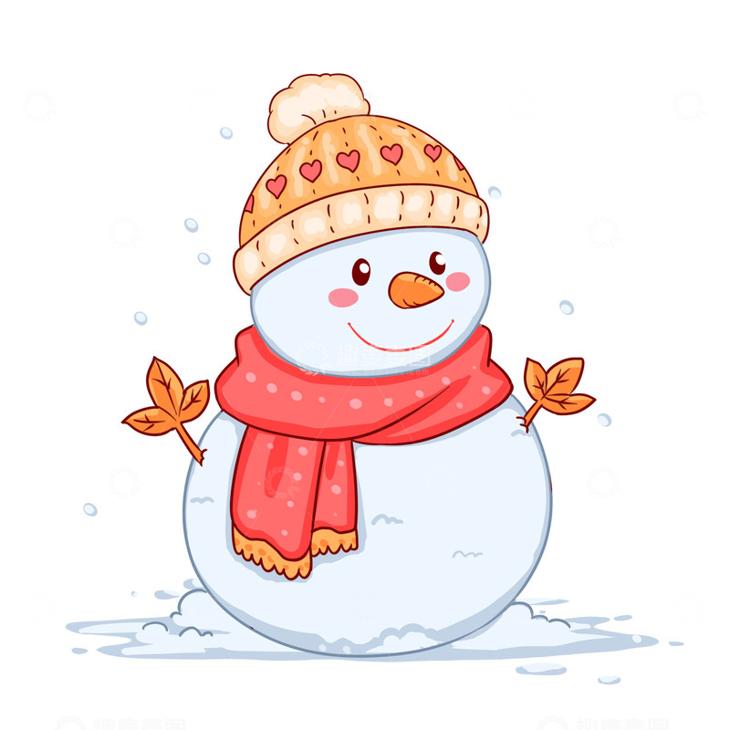 源文件下载【趣麦麦图】小雪元素可爱的雪人