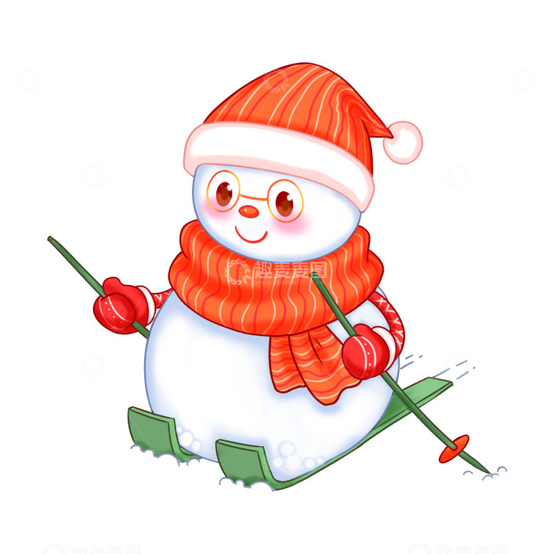 源文件下载【趣麦麦图】小雪元素堆雪人滑雪