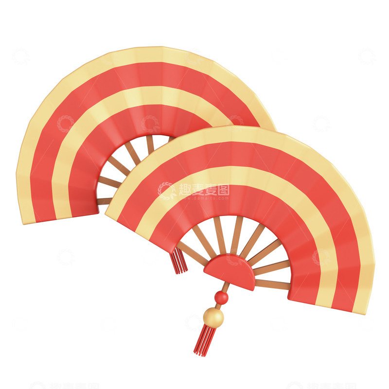源文件下载【趣麦麦图】3D喜迎新年扇子