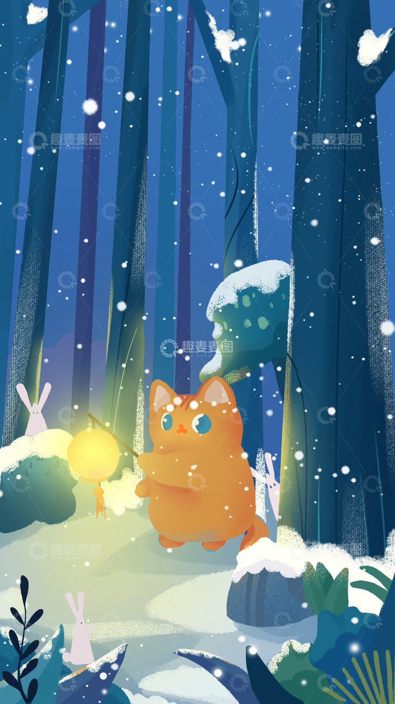 冬季风景海报插画