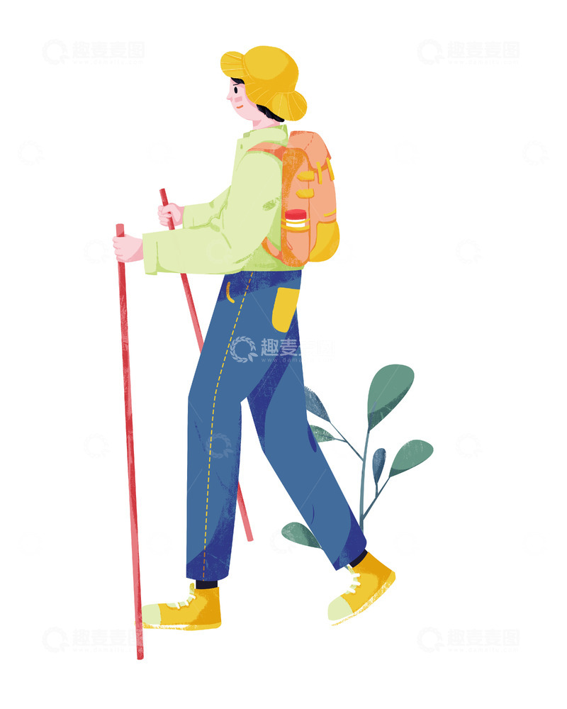 源文件下载【趣麦麦图】简约肌理人物徒步旅行