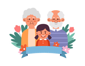 卡通简约老人和小孩