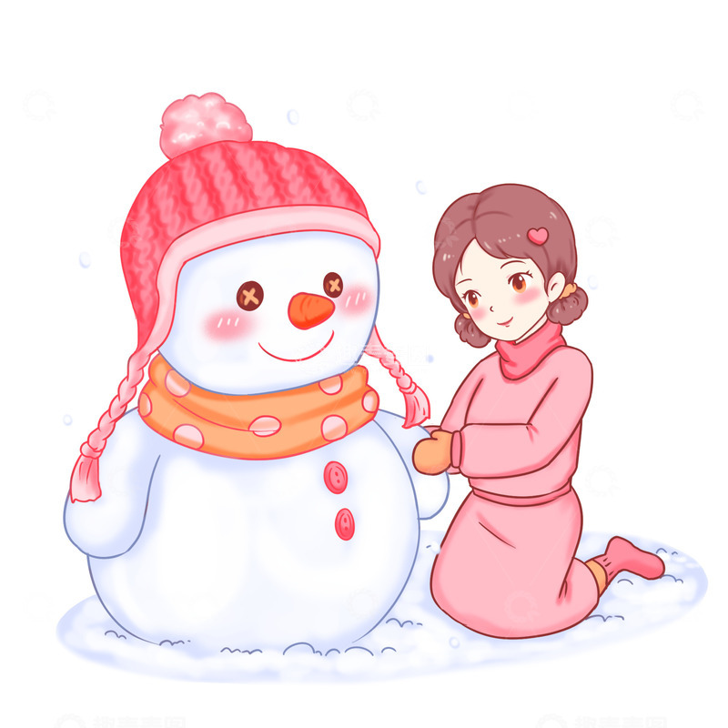 源文件下载【趣麦麦图】小雪元素下雪雪地堆雪人人物