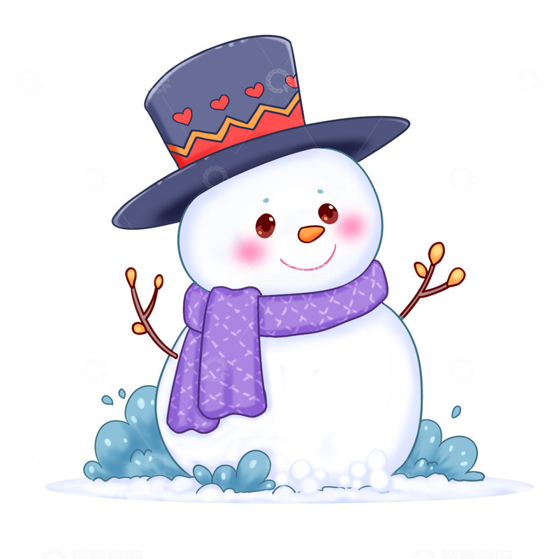 源文件下载【趣麦麦图】小雪元素雪地里的雪人