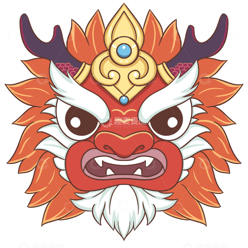 源文件下载【趣麦麦图】2024龙年龙头中国龙