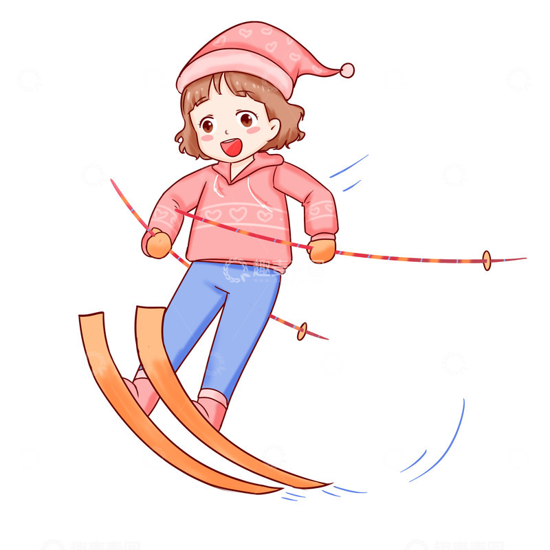 源文件下载【趣麦麦图】冬天元素快乐滑雪人物