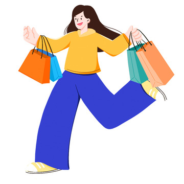 提着购物袋的人扁平风元素