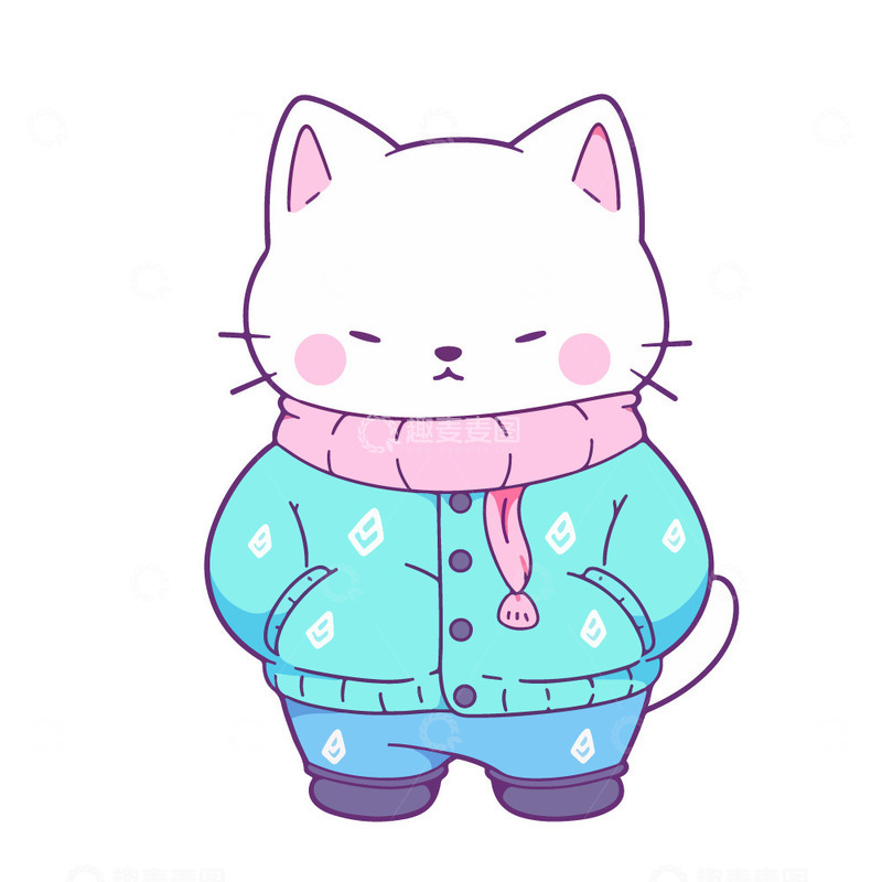 源文件下载【趣麦麦图】可爱的冬季猫咪
