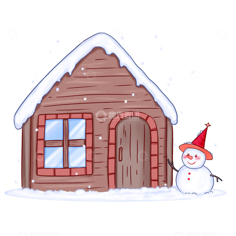 源文件下载【趣麦麦图】小雪元素雪人雪屋