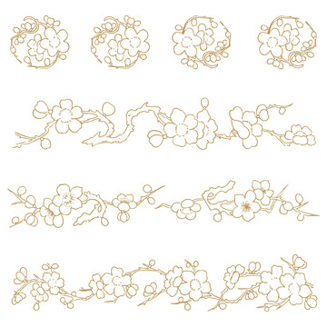 中国风国潮梅花装饰分界线矢量元素