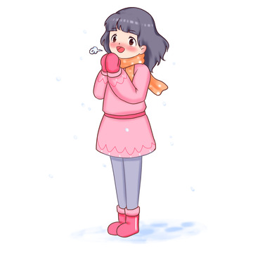 冬至元素下雪天寒冷