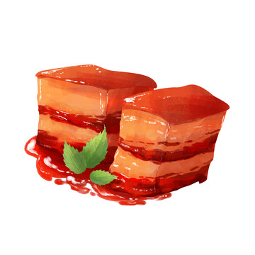 简约手绘红烧肉美食