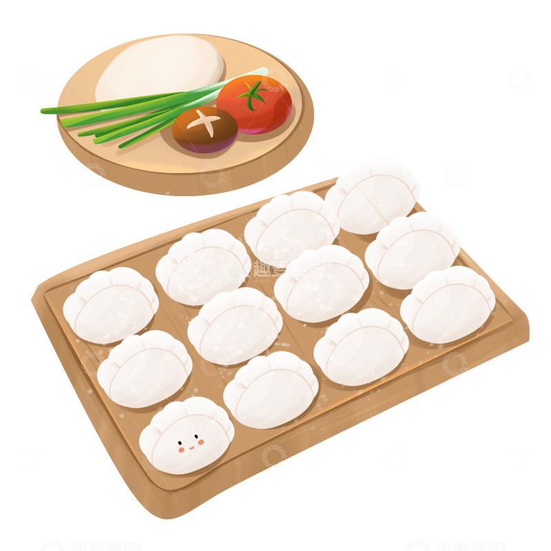 源文件下载【趣麦麦图】冬天饺子葱大饼元素