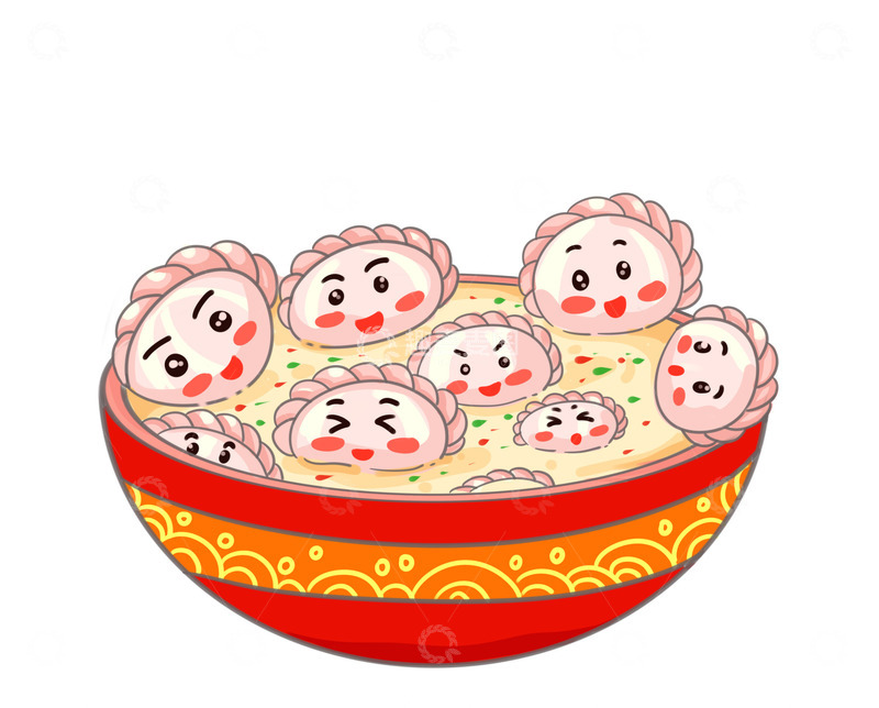 源文件下载【趣麦麦图】冬至大家一起吃饺子