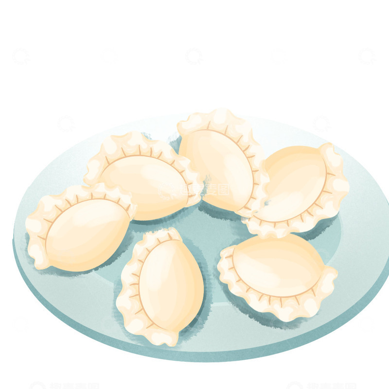 源文件下载【趣麦麦图】饺子冬至盘子手绘冬季节日