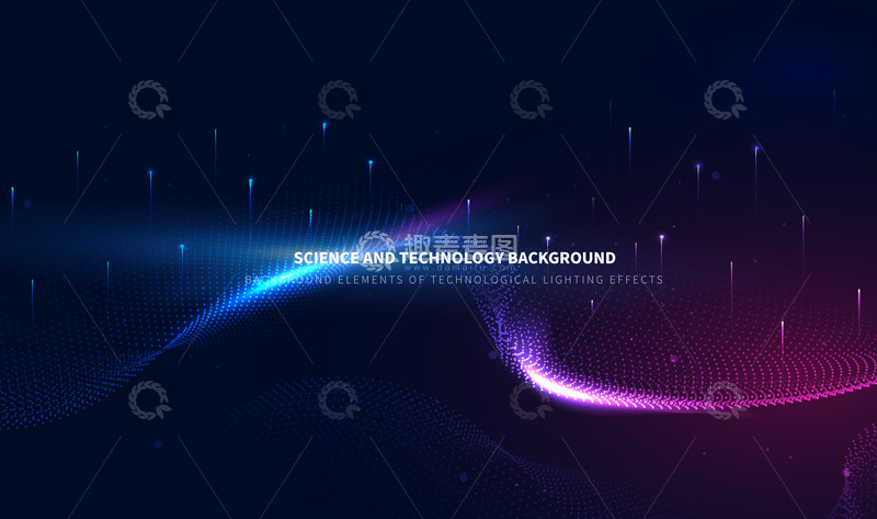 源文件下载【趣麦麦图】科幻互联网粒子发散波点装饰底纹背景
