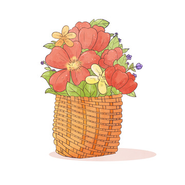 简约水彩花篮