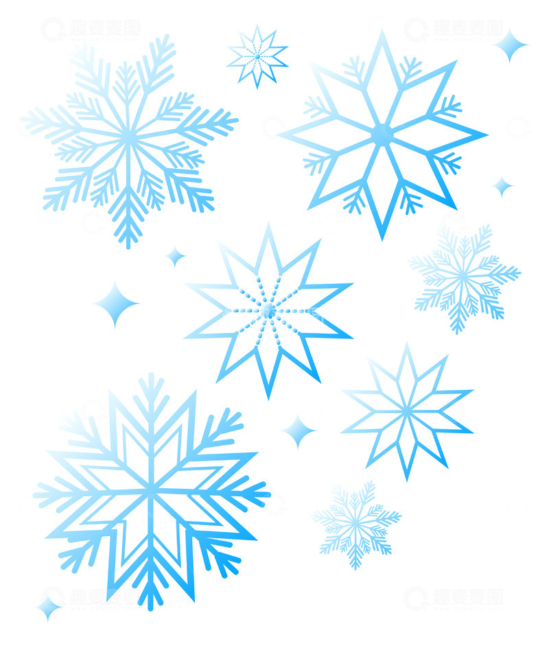 源文件下载【趣麦麦图】冬天矢量雪花元素