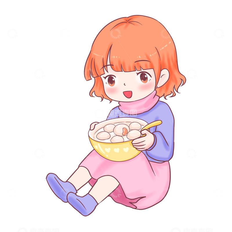 源文件下载【趣麦麦图】冬至元素节日吃汤圆人物