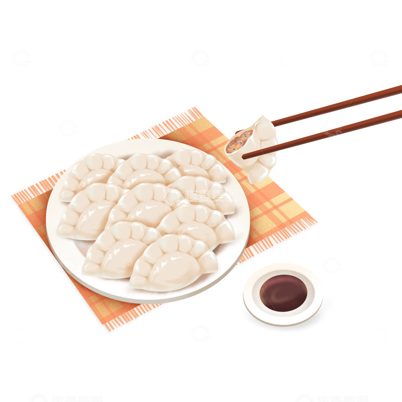 源文件下载【趣麦麦图】冬天冬至吃饺子手绘元素