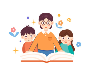 卡通简约老师和学生