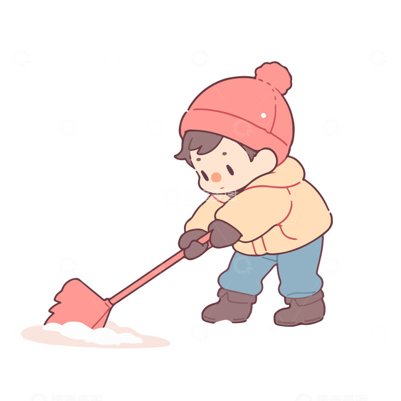 源文件下载【趣麦麦图】在铲雪的小孩子
